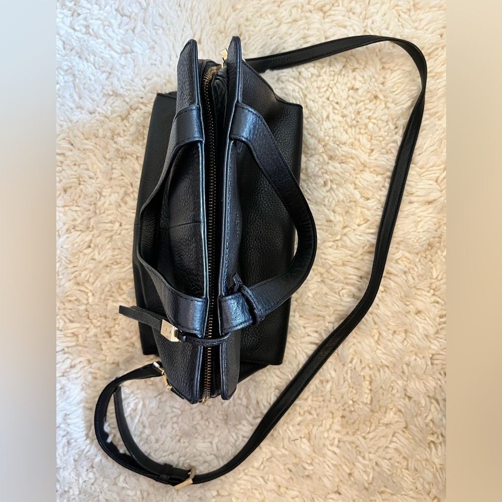 Kate Spade Dominique Grey Street Satchel Bag Black Pebbled Leather Crossbody - Picture 7 of 10